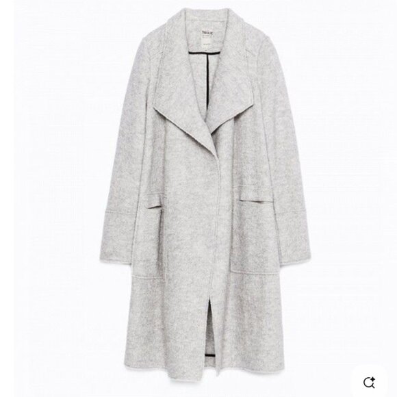 Zara Trafaluc Drape Waterfall Gray Wool Coat Lauren Conrad - Size M - Picture 3 of 10